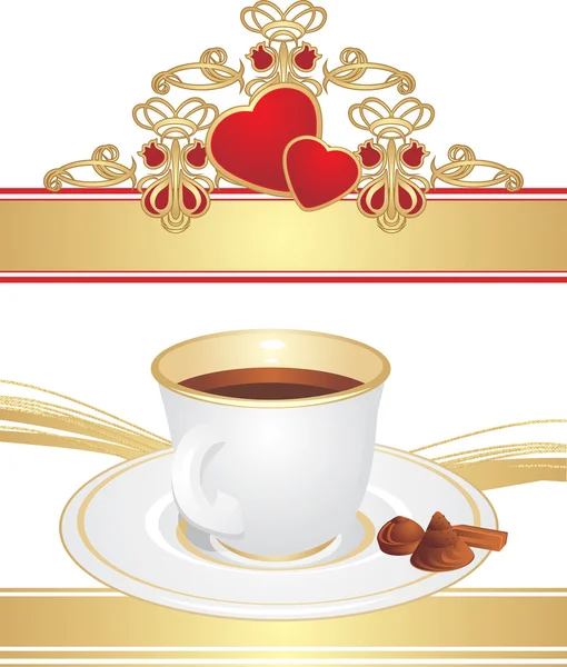 Tasse mit Kaffee und Bonbons — Stockvektor