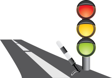 Traffic-light and rod. Fragment of road clipart