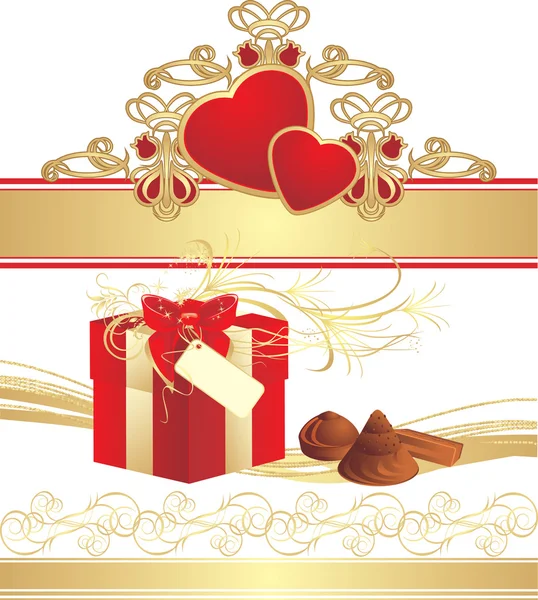 Cukroví, krabice a srdce na ornament — Stockový vektor