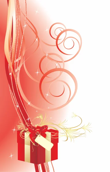 Caixa decorativa com arco vermelho e corações —  Vetores de Stock