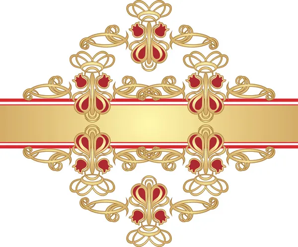 Ornamento gotico sul nastro d'oro — Vettoriale Stock
