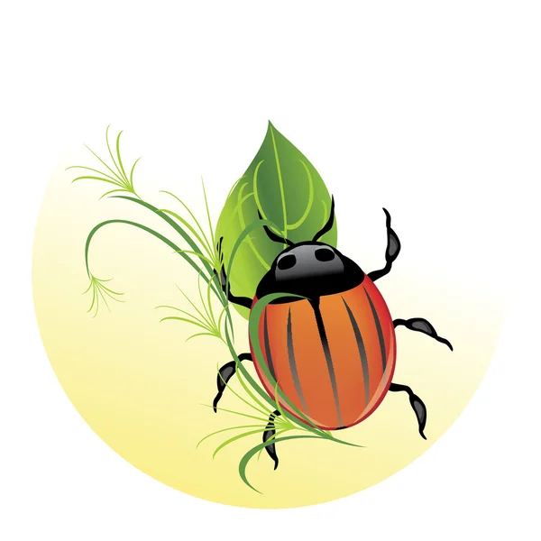 Bug among a foliage — Stock Vector