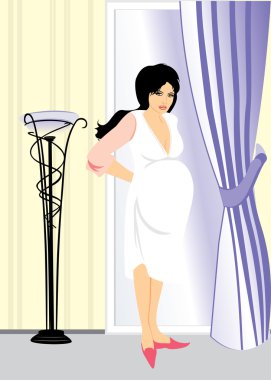 An expectant mother in a room clipart