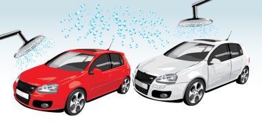 Cars on the auto washing clipart