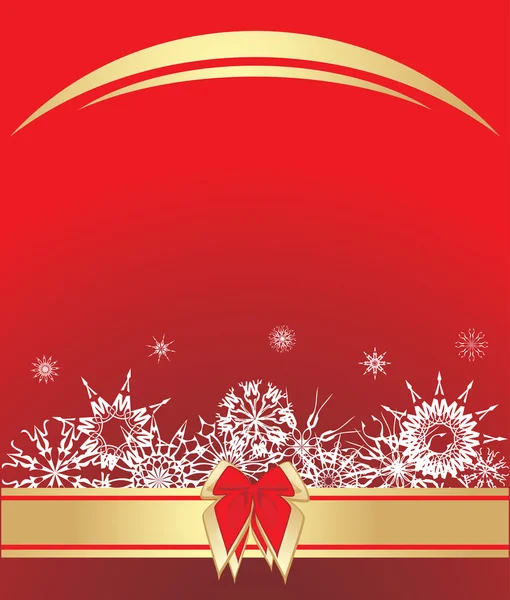 Snowflakes and red bow — Stock Vector