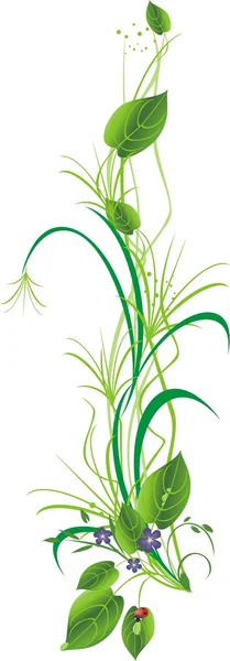 花とテントウムシ小枝 — ストックベクタ