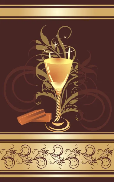 Candies and glass with champagne — Stock Vector