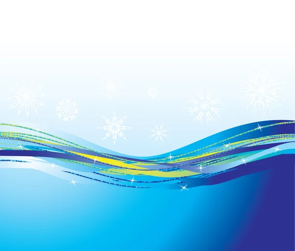 Blue waves and snowflakes. Background — Stock Vector