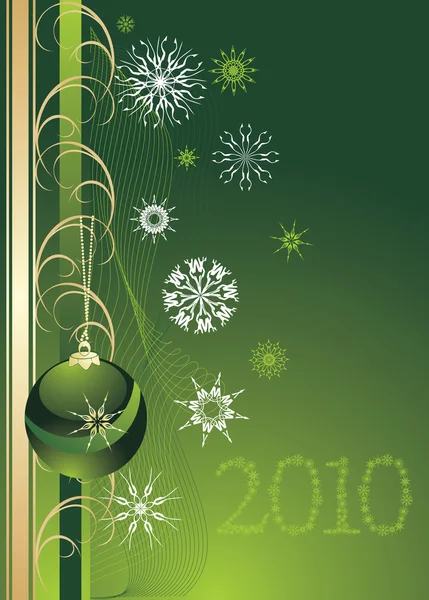 Grüne Weihnachtskugel mit Schneeflocken — Stockvektor