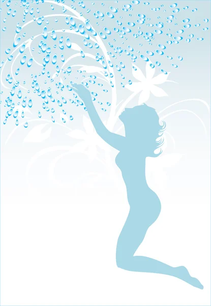 Drops and female silhouette. Background — Stock Vector