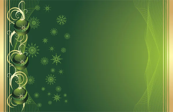 Bolas de Natal verdes com flocos de neve — Vetor de Stock