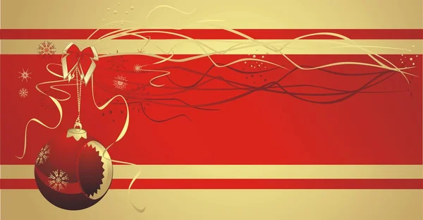 Boule de Noël rouge avec autocollant — Image vectorielle
