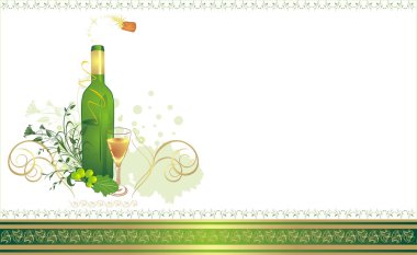 Glass and bottle with vine clipart