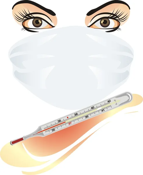 Maske und Thermometer — Stockvektor