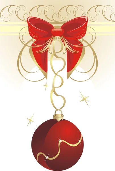 Arco rojo y bola de Navidad — Archivo Imágenes Vectoriales