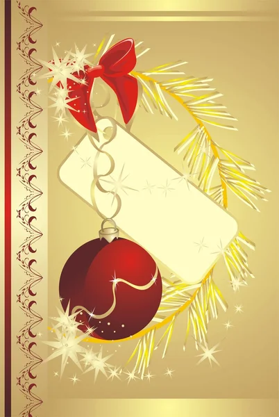 ステッカーとクリスマス ボールで弓します。 — ストックベクタ