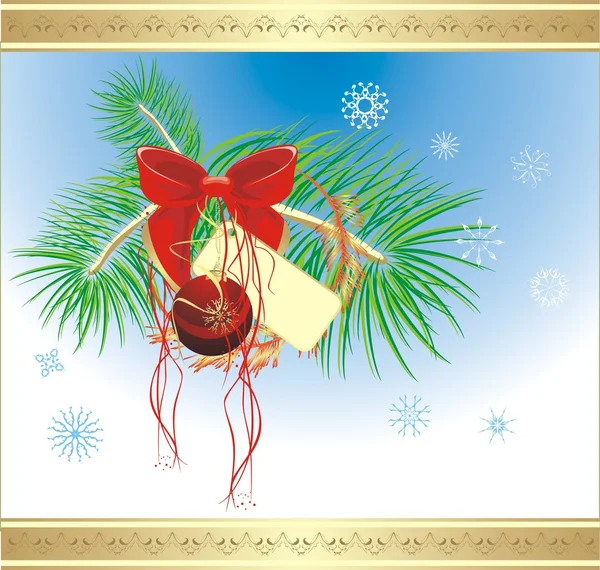 Arco y bola de Navidad en el árbol de piel — Archivo Imágenes Vectoriales