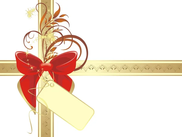 Buigen op het gouden lint met ornament — Stockvector