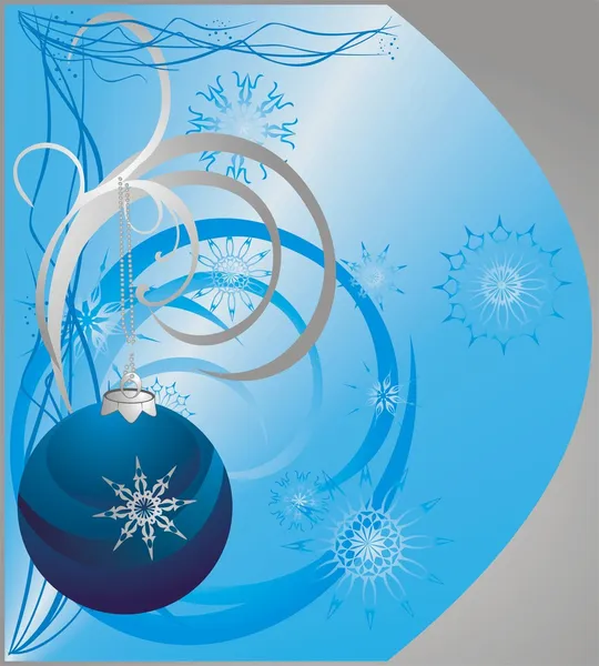 Palla di Natale e fiocchi di neve — Vettoriale Stock