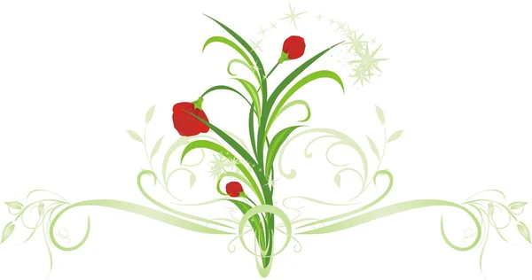 Blommor med ornament — Stock vektor