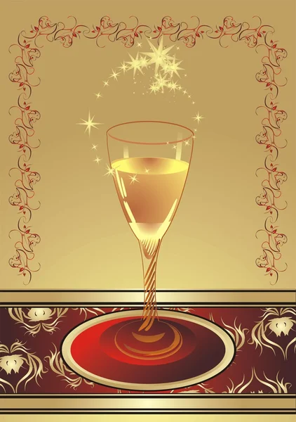 Bicchiere con champagne. Avvolgimento — Vettoriale Stock