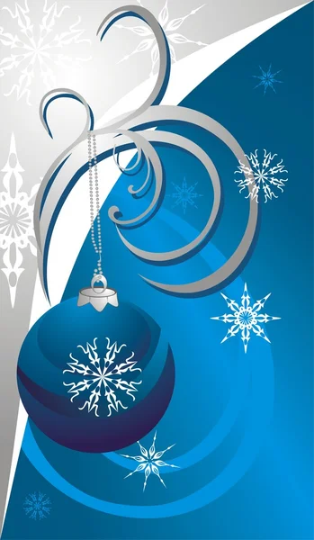 Kerstmis bal en sneeuwvlokken. kaart — Stockvector