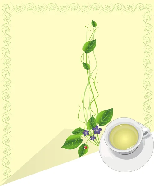 Cup with tea and sprigs. Blank — Stock Vector