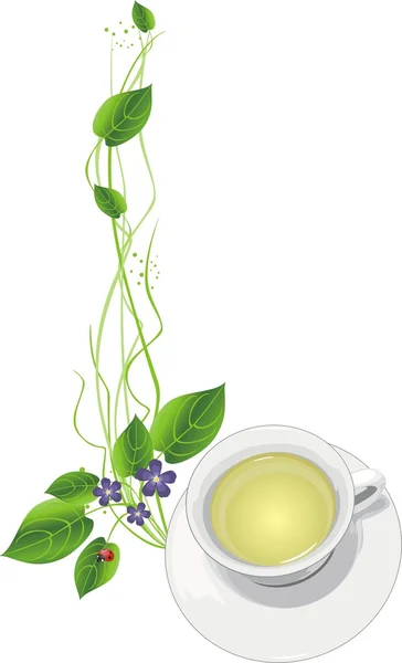 Coupe avec thé et brindilles — Image vectorielle