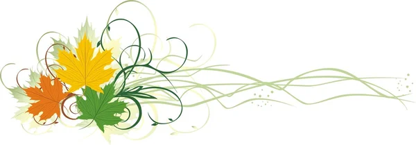 Üç varicolored akçaağaç yaprakları. Başlık sayfası — Stok Vektör