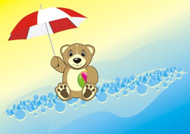 Bruin with umbrella and ball clipart