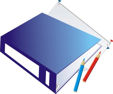 Folder-binder and pencils clipart