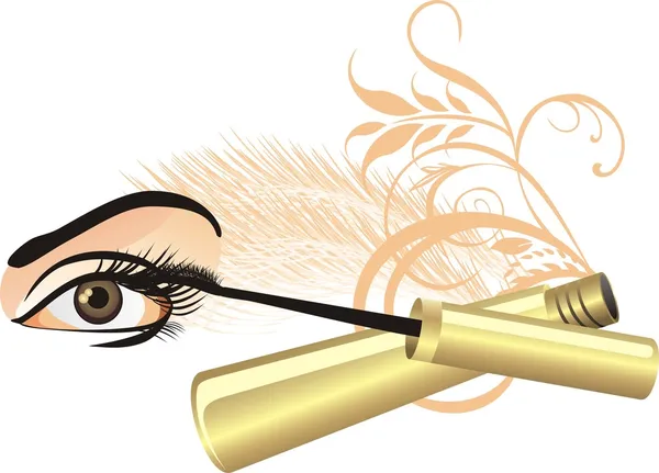 Female eye, mascara and ornament — Stock Vector