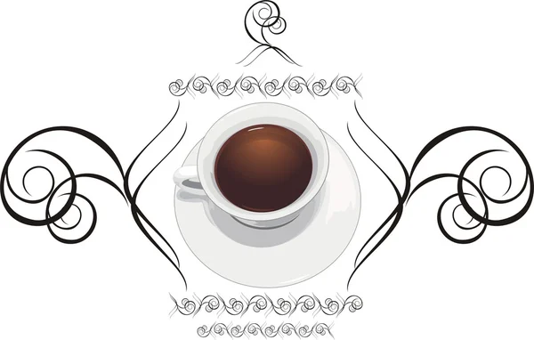 Taza con café y adorno decorativo — Archivo Imágenes Vectoriales