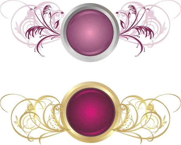 Boutons décoratifs avec ornement — Image vectorielle