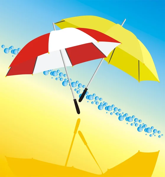 Two umbrellas and drops — Stock Vector
