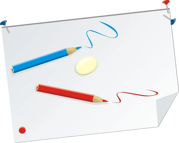 Elástico y dos lápices — Vector de stock
