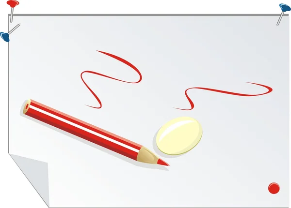Elastik ve kırmızı kalem — Stok Vektör
