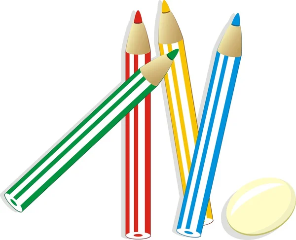 Resår och en uppsättning färgglada pennor — Stock vektor