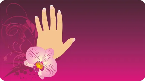 French manicure en orchid. kaart — Stockvector
