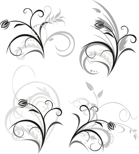 Quatre ornements floraux — Image vectorielle