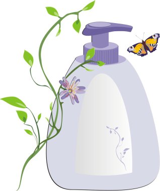 Sprig, butterfly and packing with soap clipart