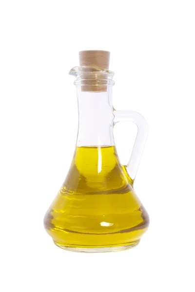 Garrafa de azeite isolada sobre fundo branco — Fotografia de Stock