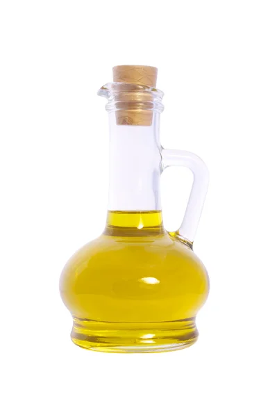Flaska olivolja isolerad på vit bakgrund Stockbild