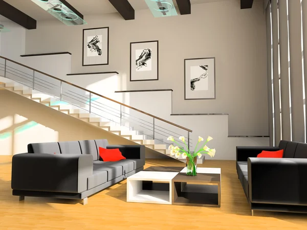 Escada em uma sala de estar Imagens De Bancos De Imagens