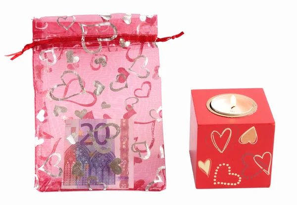 De gift van de Valentijnskaart van geld — Stockfoto