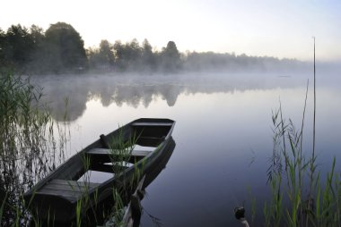 August morning lake clipart