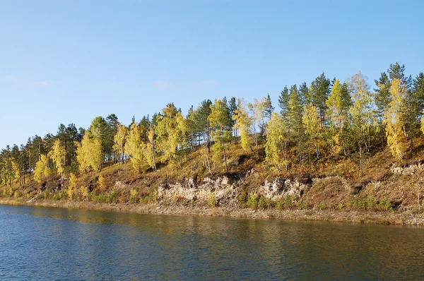 Jesień rzeki i lasu — Zdjęcie stockowe