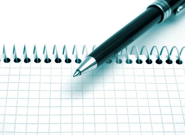 O bloco de notas e a caneta — Fotografia de Stock