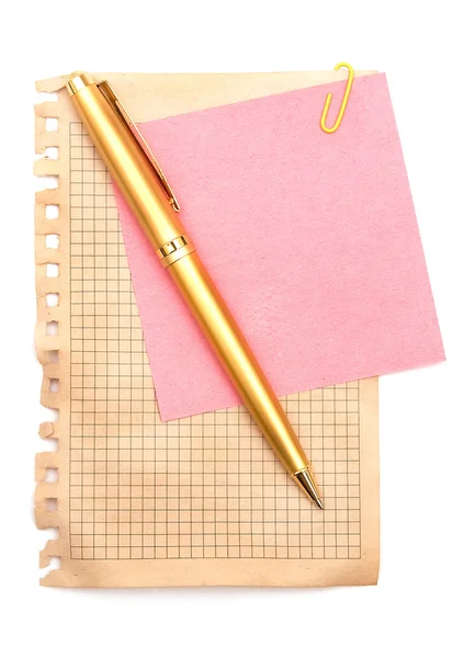 Anotar papéis e caneta — Fotografia de Stock