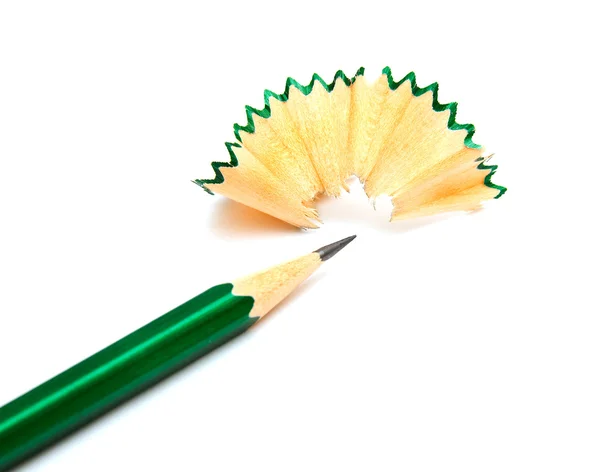 Bleistift und Späne — Stockfoto